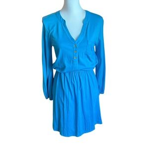 Lilly Pulitzer‎ Dress Women's Small Bright Blue Beckett Shirt Dress Button Front